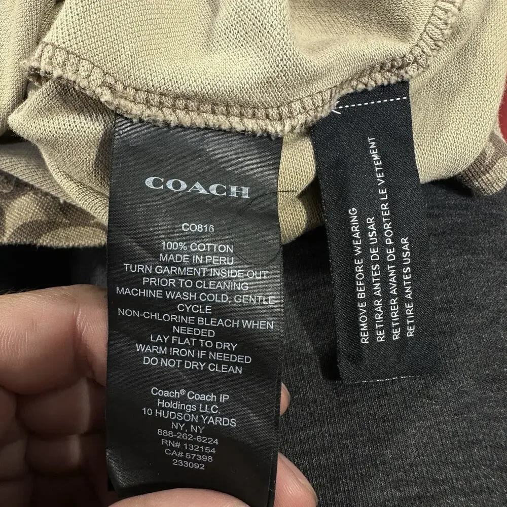 Coach Signature Print Polo Shirt Men's Size Small Brown Black Monogram